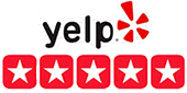 5-star Yelp rating logo for Cahill Web Studio.