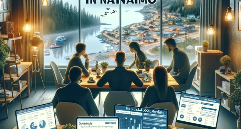 A digital marketing themed image titled 'Small Business Success in Nanaimo'
