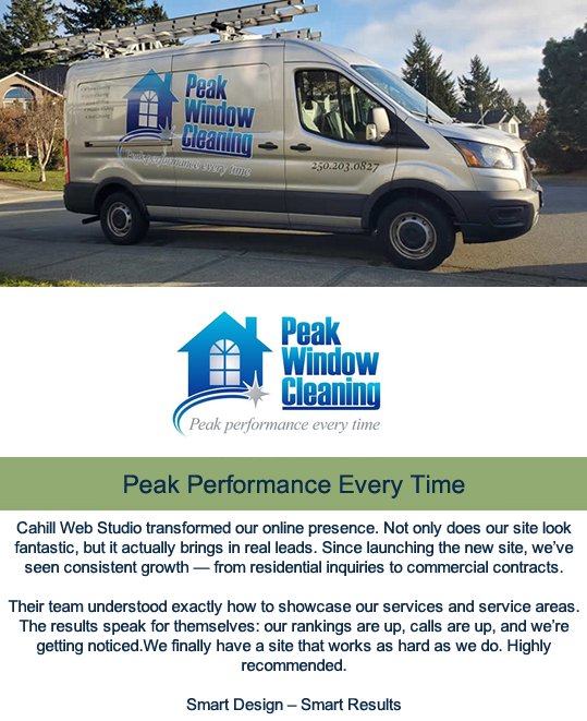 Peak Window Cleaning website design — modern service business website for increased local leads
