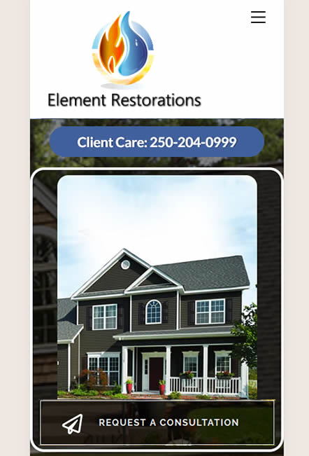 Element Restorations contractor website for home renovations and restoration services across Vancouver Island.